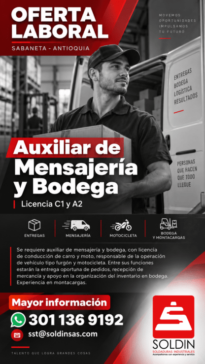 Vacante Mensajería Sabaneta